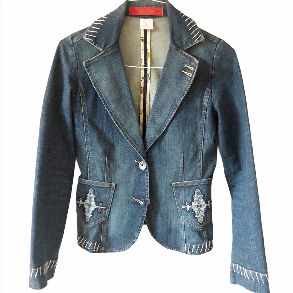 Level 99 Denim Jean Jacket with Embriodery EUC